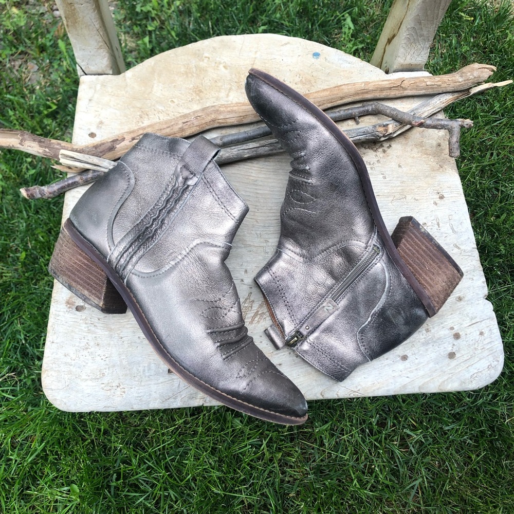 Metallic Leather Cowboy Bootie